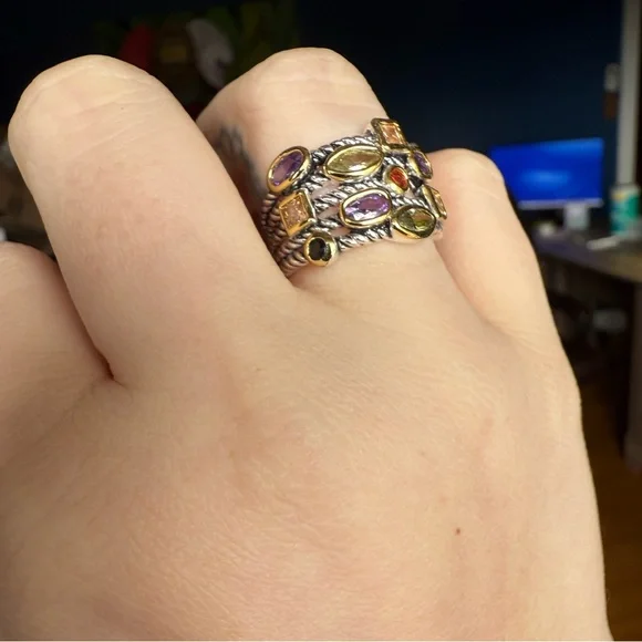 UNY JEWEL Ring Beautiful Multi CZ Twisted Cable Wire Designer - Picture 2 of 6